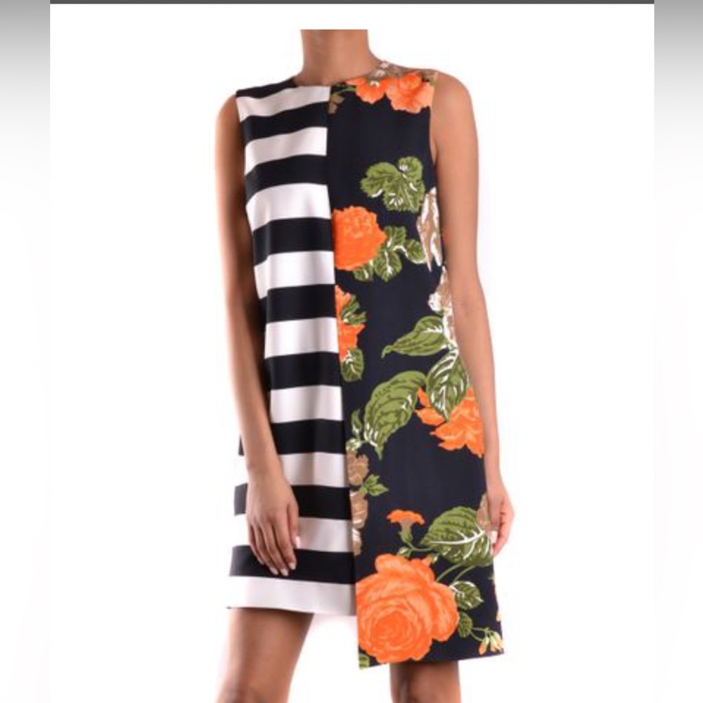 MSGM Milano striped & floral shift dress with pockets